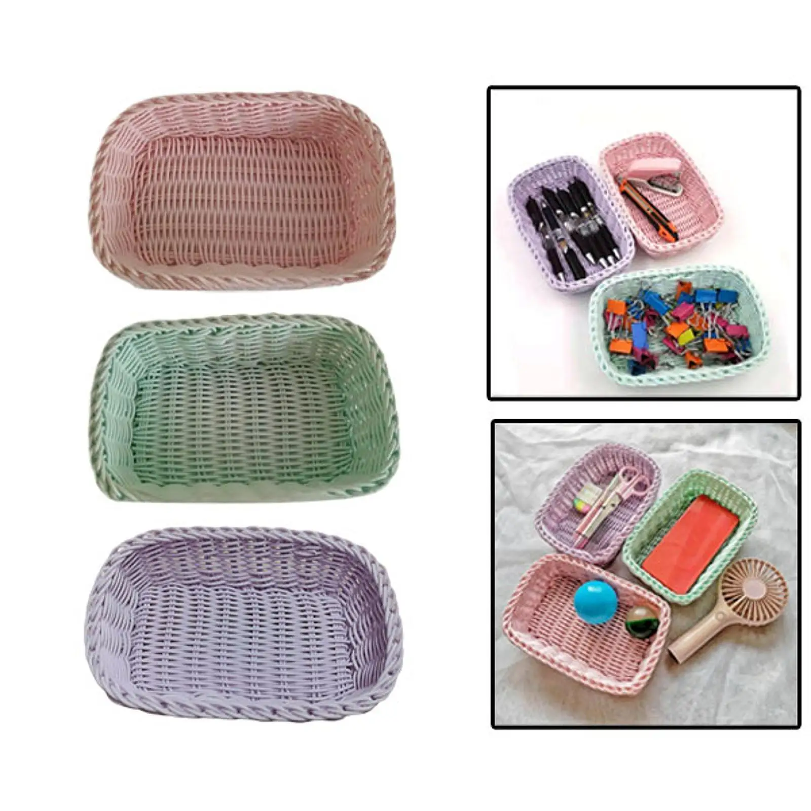 Woven Basket Craft Table Organizer Table Storage Bin for Closet Coffee Table