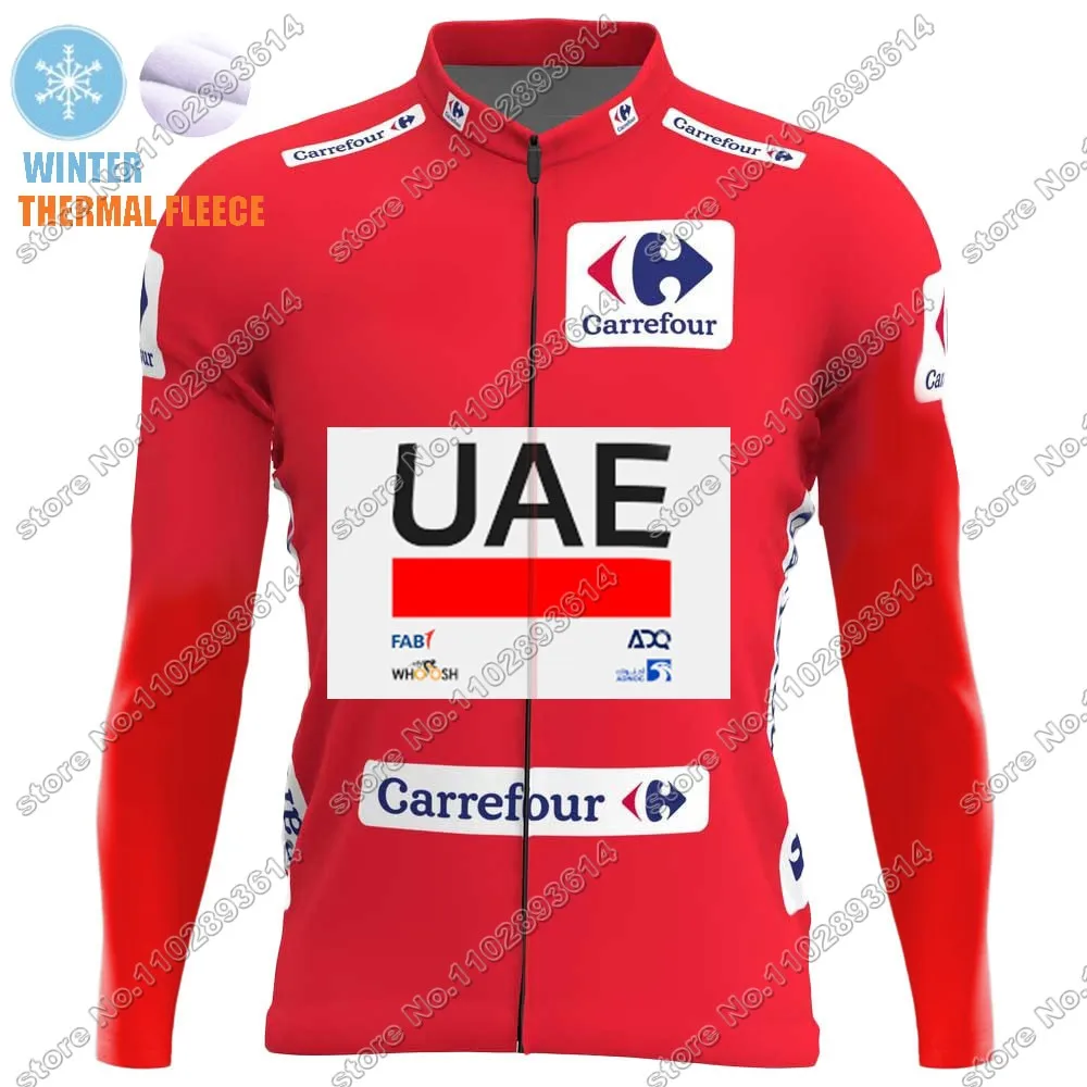 Spain Tour UAE Cycling Jersey 2024 Set Long Sleeve Winter Red Clothing Kit Suit Road Pants Bib Bike MTB Maillot Culotte