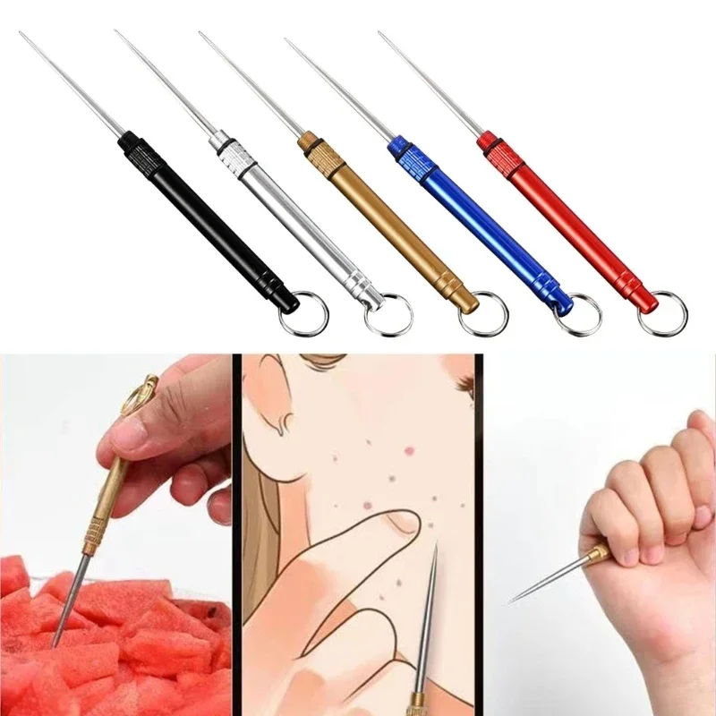 1pcs Outdoor Edc Portable Multi-Purpose Toothpick Bottle Fruit Fork Camping Tool Toothpick Tube Is More Durable Than Floss