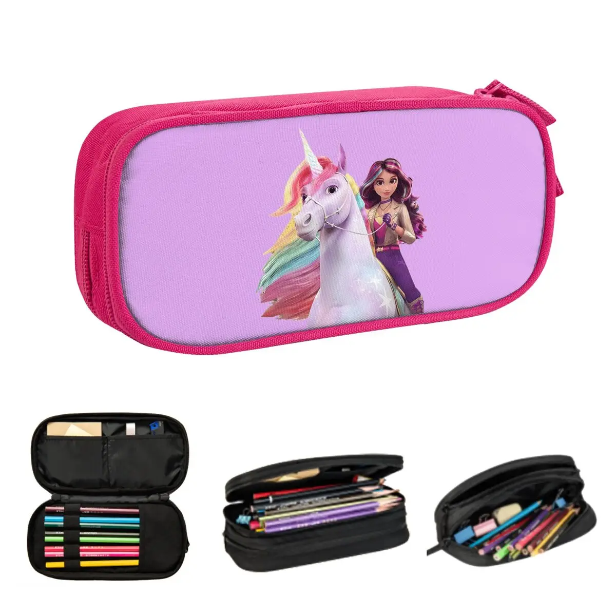 حافظة أقلام رصاص يونيكورن أكاديمية صوفيا وايلدستار للطلاب صندوق القلم المدرسية حقيبة أقلام رصاص ذات سعة كبيرة لتخزين الحقيبة