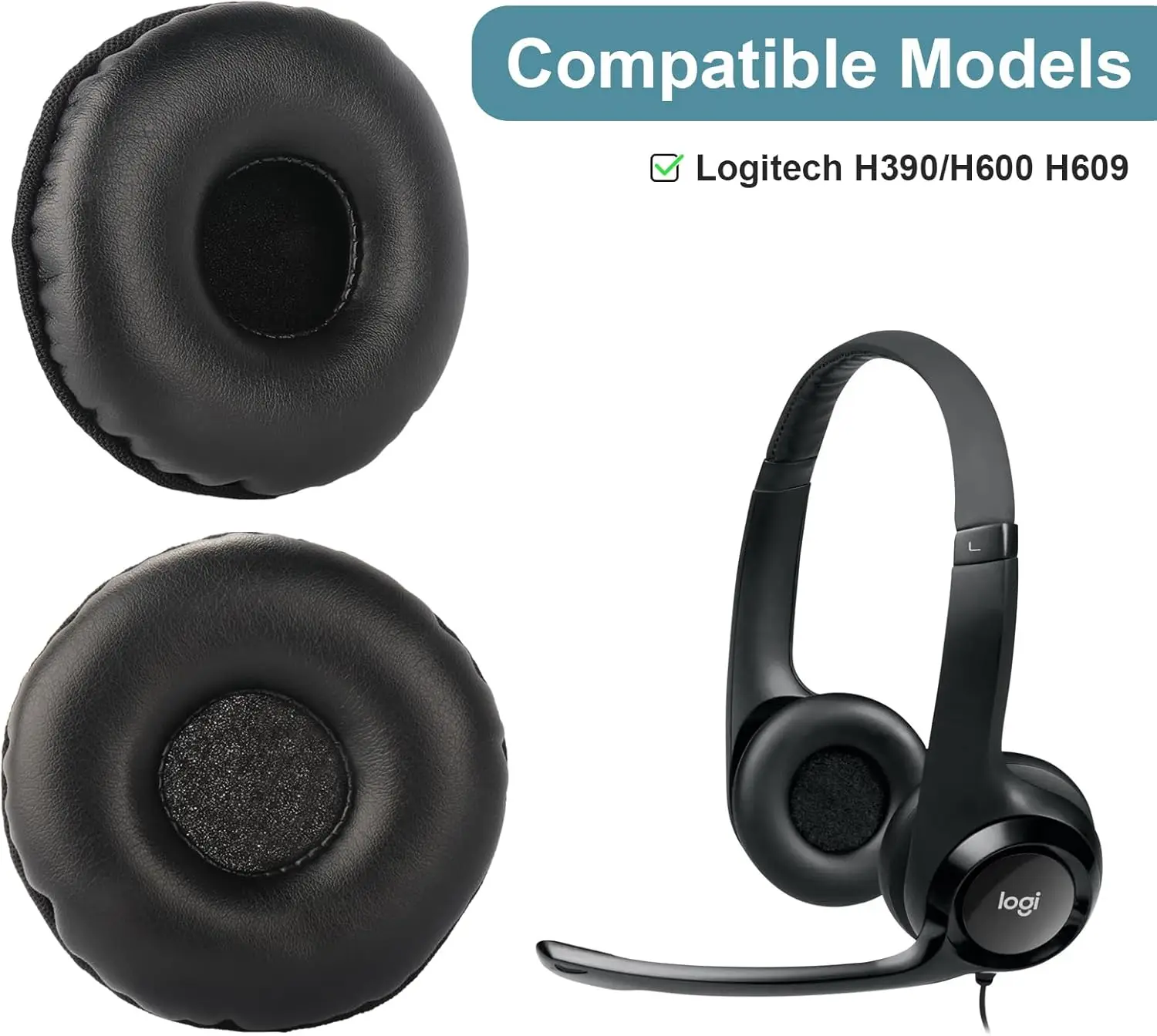 H600 Earpads Repalcement Ear Cushions for H390 H609 H600 H760 Wireless Headphones Ear Pads Protein Leather and Noise Isolation