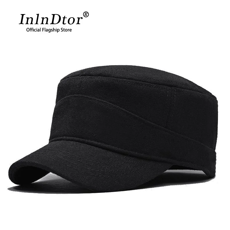 65 head circumference winter windproof wool blend cap warm back closure flat cap big head circumference duck tongue cap