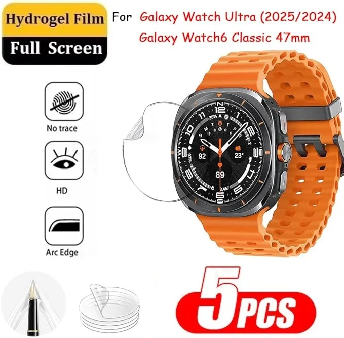5Pcs HD Hydrogel Film for Samsung Galaxy Watch 4 5 6 7 8 40/44mm Classic 42/46mm Watch7 Watch8 44 40mm Film Screen Protector
