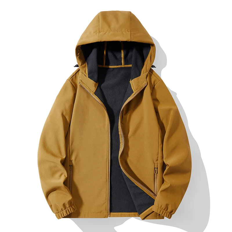 Gorasion New Men's Winter Outdoor Windbreaker Fashion Hooded Jacket Sports Mountaineering Suit Texturing Men's Casual Coat