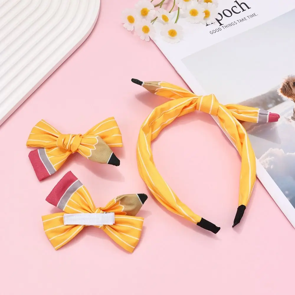 Yellow Hair Bows Back To School Hair Clips for Girls Pencil First Day of School Gifts Back To School Outfits Hair Accessories