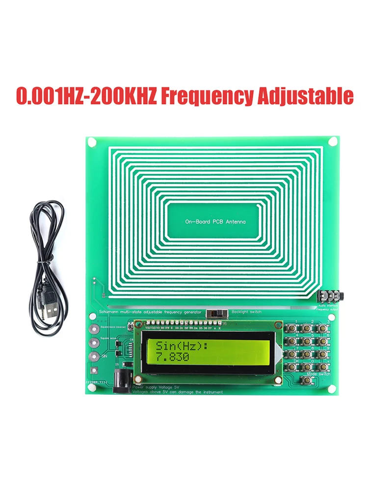 DC 5V 조정 가능한 0.001HZ-200KHz 7.83HZ 슈만 공명 초저주파 펄스 파 발생기, 오디오 공명기 사인파