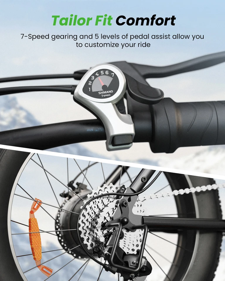 M10 Pro Electric Bike for Adults, 20" E-Bike, 750W Motor, 36V 10.4Ah Battery, 30–50 Miles Range, Up to 22 MPH, 5 Speed Modes, Front Suspension, Black image 4