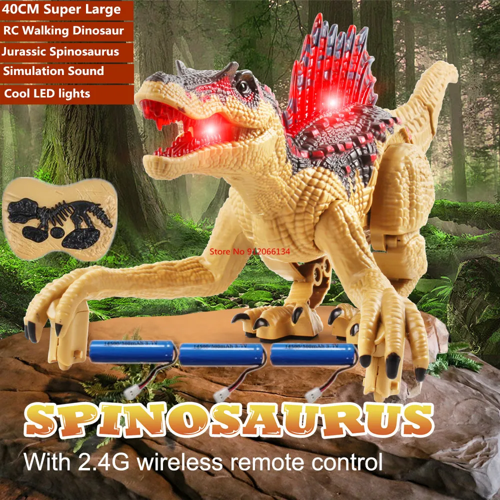 Simulation Electric Sound Light Wireless Remote Control Walking Dinosaur 40CM Mouth Tail Swing Jurassic World RC Dinosaur Toy