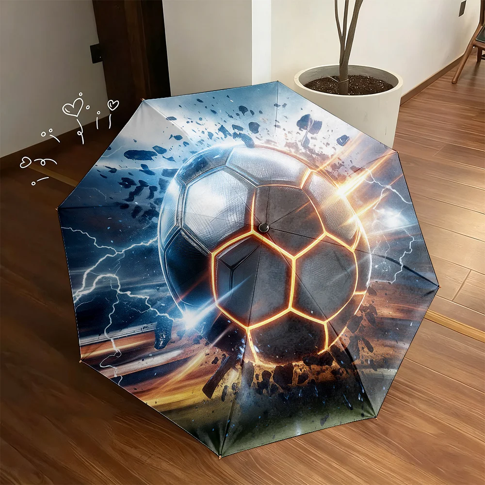 

2D-печатный складной зонт с динамичным футбольным дизайном, 1 шт., идеально подходит для Рождества, Хэллоуина и других праздничных мероприятий, Maki