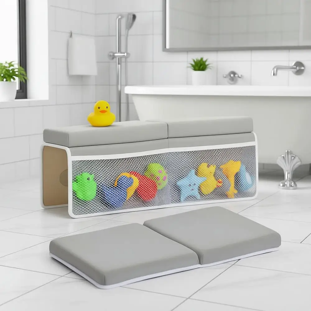 

Thick Cushioned Kneeling Pad Set with Non-Slip Elbow Rest and Storage Pockets for Bath Toys