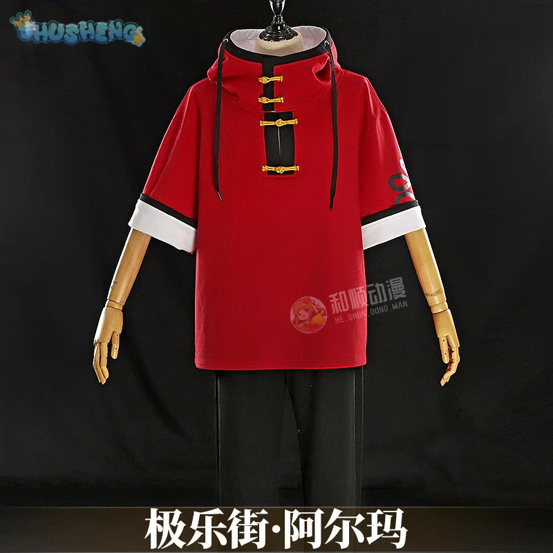 Aruma Cosplay Anime Gokurakugai Costume Party Halloween Top Pants Accessories Props Handsome Woman Man Aruma Uniform Set