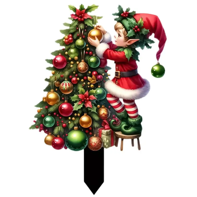 

Колья для рождественской елки, водонепроницаемые колья для рождественской елки, многоразовые акриловые украшения для газона, забавные колья для двора