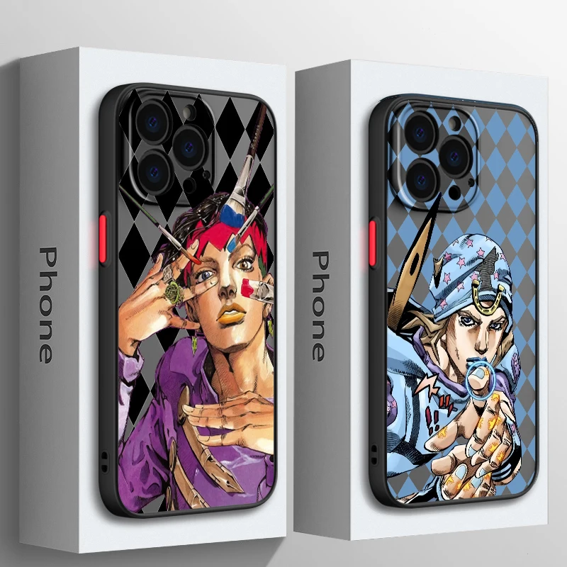 J-JoJos B-Bizarre Adventure Brando Frosted Translucent For Apple iPhone 15 14 13 12 11 XS XR X 8 7 SE Pro Max Plus Mini Matte