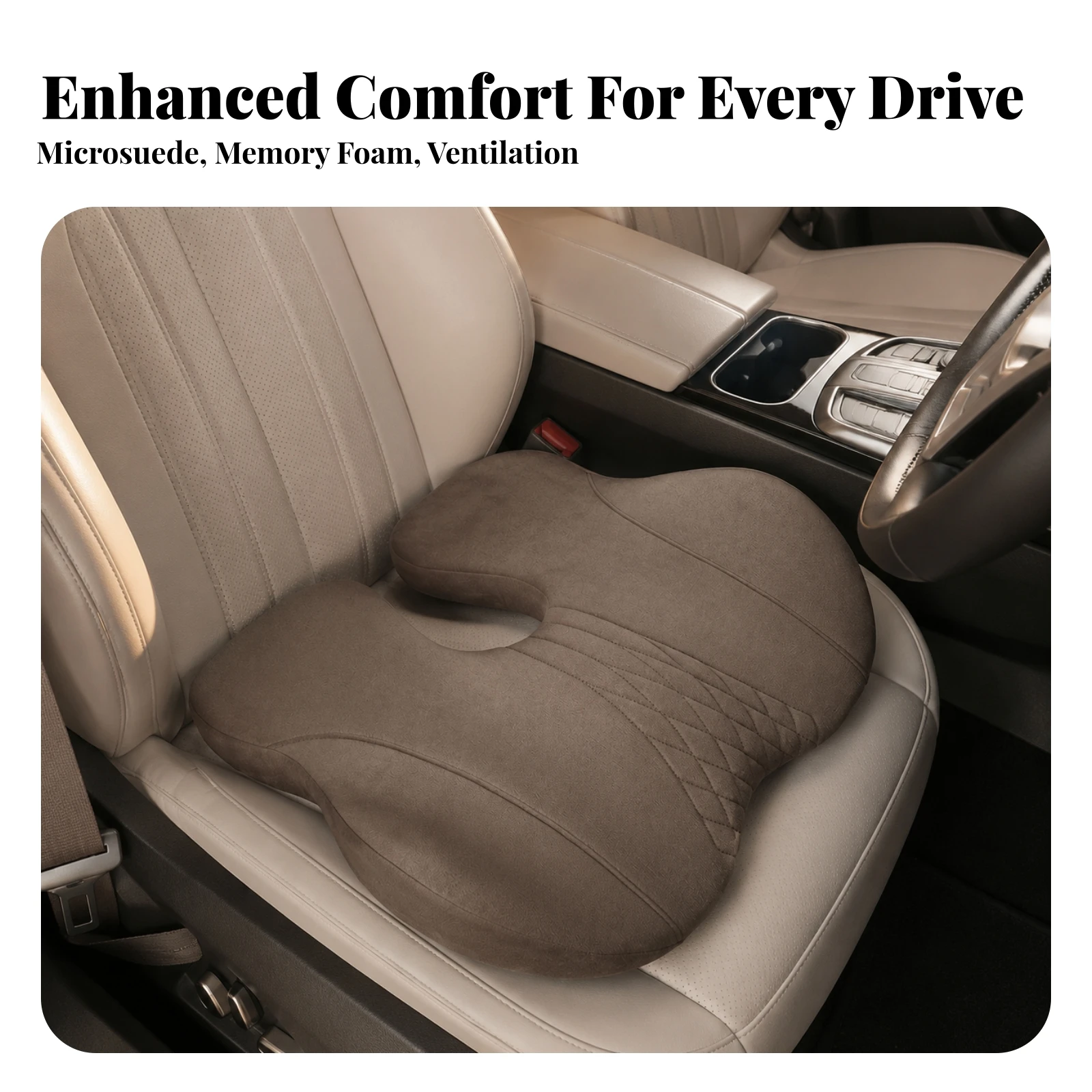 Adult Car Booster Seat Cushion Slow Rebound Car Seat Booster Cushion Anti-Slip Breathable for Short Drivers, Long Drives
