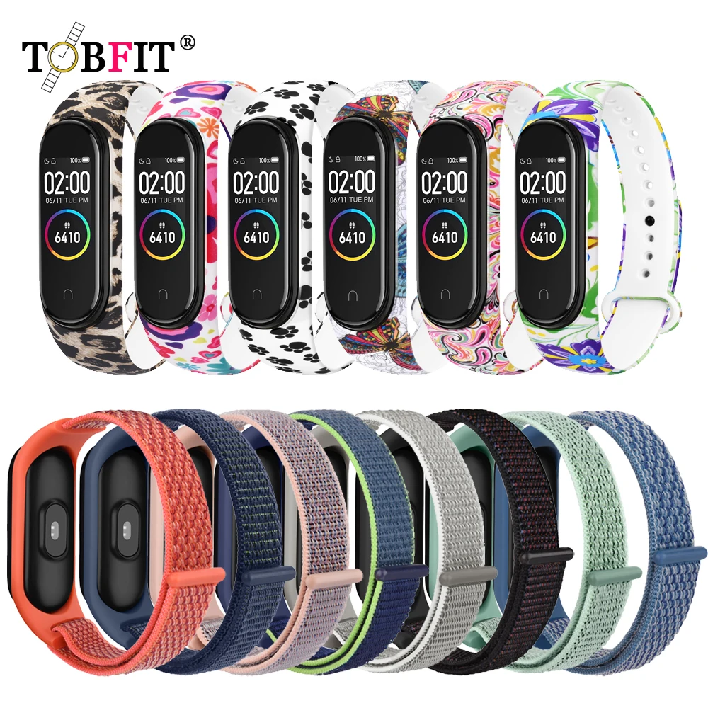 Color Pattern Silicone Strap For Xiaomi Mi Band 3 4 Band Nylon Strap Wirstband Smart Watchband For Xiaomi Mi Band 3 4 Bracelet