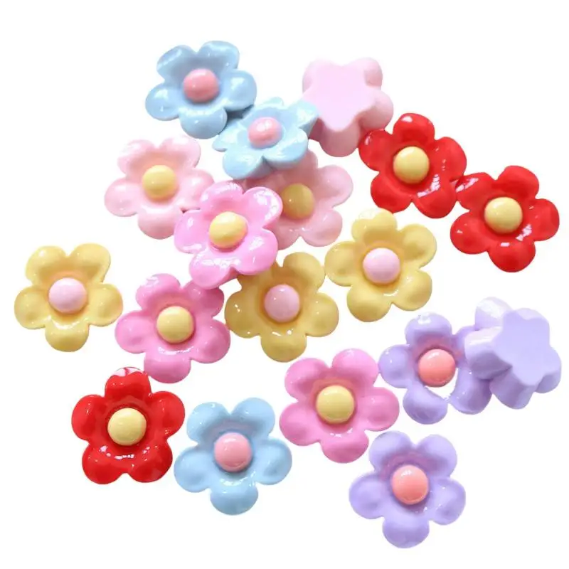 10 Stück glänzende 22x22mm Blumenserie Miniatur-Resin-Cabochons mit flacher Rückseite für Haarnadeln, Scrapbooking, DIY-Heimdekoration, Bastelzubehör – Detail 6