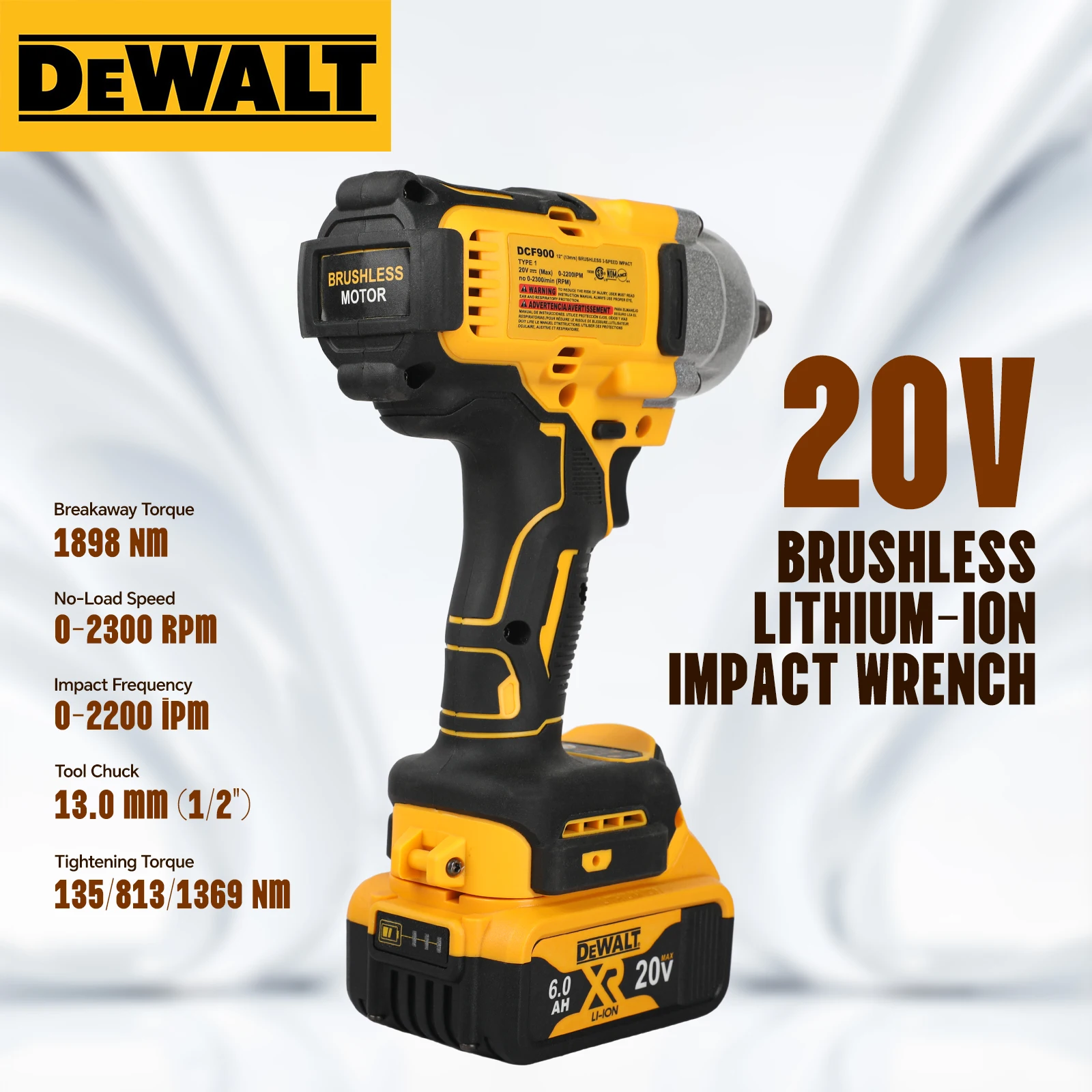 llave-de-impacto-inalambrica-dewalt-dcf900-de-20v-sin-escobillas-de-1-2''-alto-torque-3-velocidades-para-desmontaje-de-neumaticos