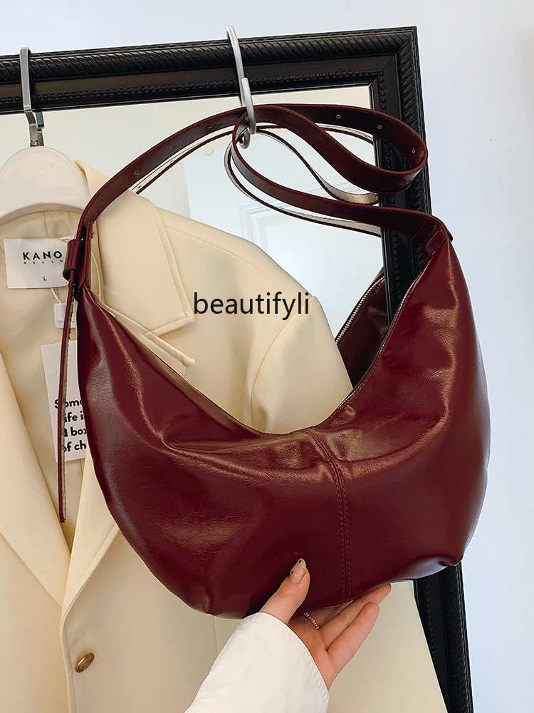 

Fashion Trend Dumpling Bag Korean Style Retro Simple Casual Large Capacity Shoulder Bag Minority All-Match Women's Bag