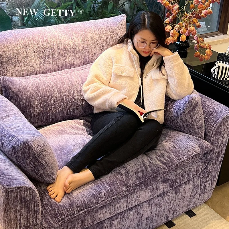Cream wind can be fully disassembled and washed, hug single sofa, living room small apartment, French retro chenille leisure cha