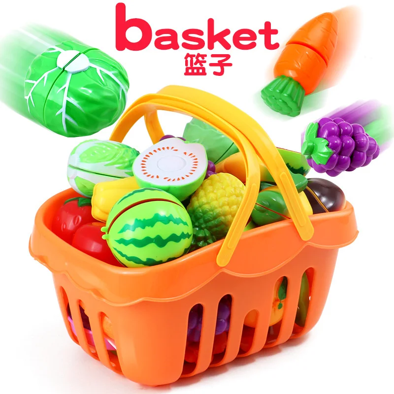 Children's home kitchen Chele vegetable cutting toy baby tableware cooking 3-6 year old girl vegetable cutting basket