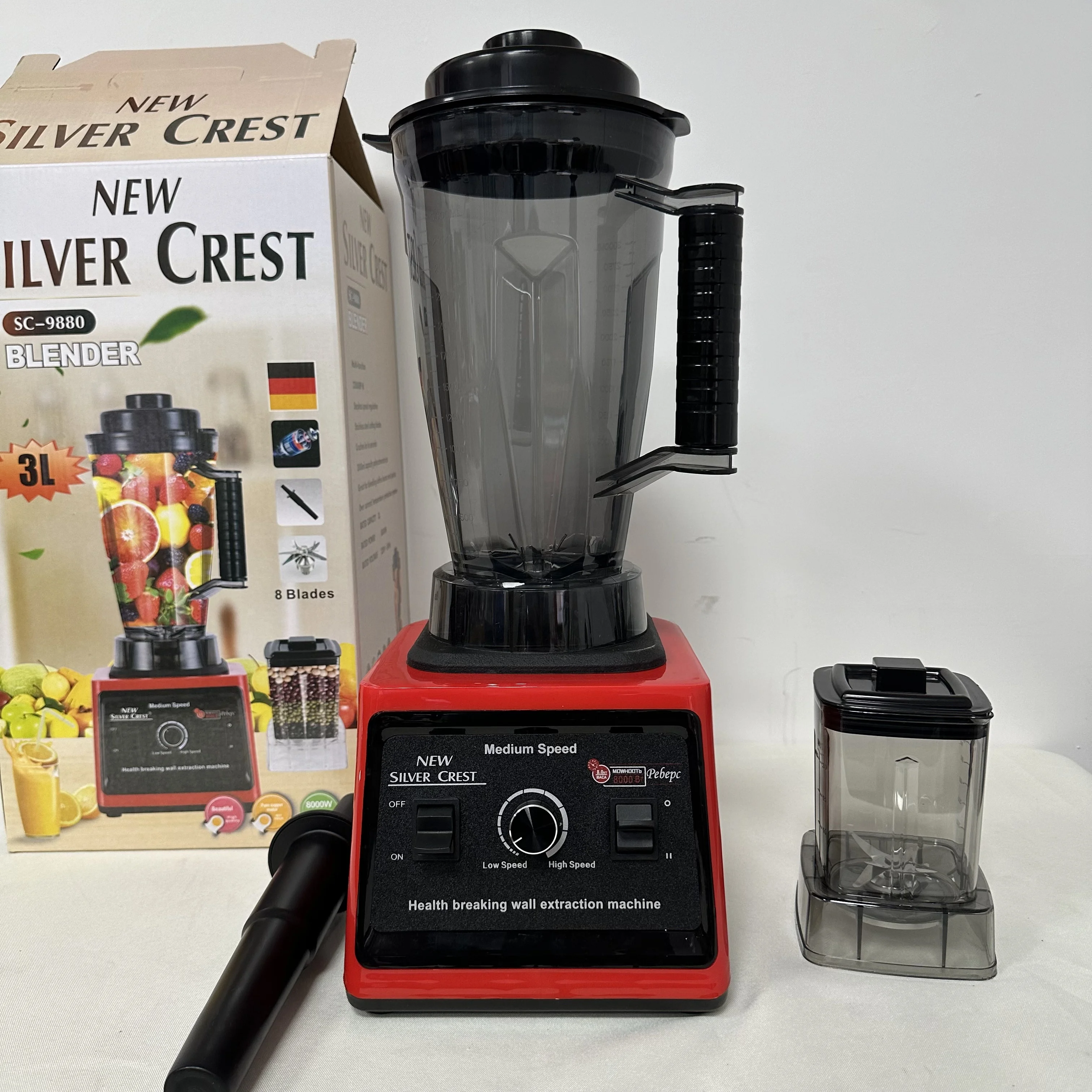 Hot Sell 8000W 2 in 1 Silver crest Commercial Heavy Duty Power Fresh Fruit Juicer Electrical 3L  Mixer Multifunctional Blender