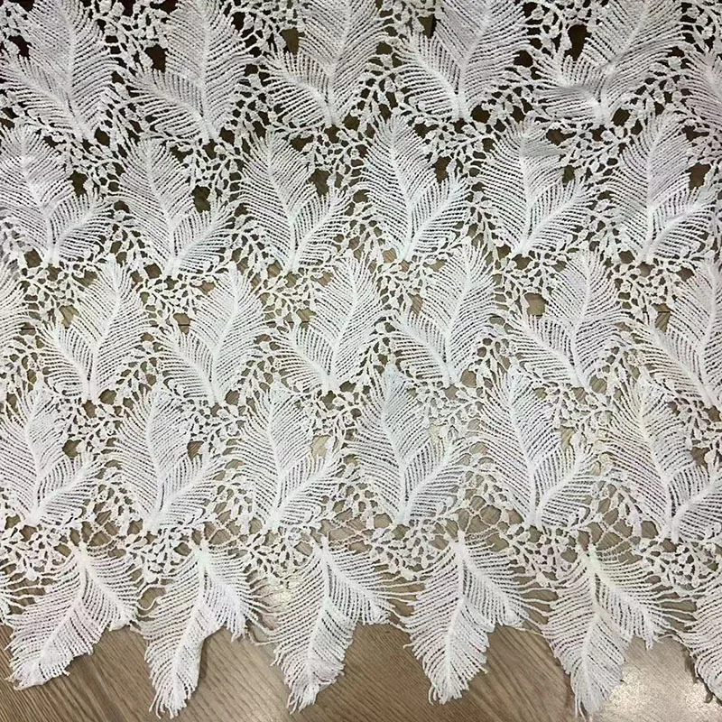 

Beautiful milk silk feather hollow lace trim full-width fabric for clothing and home decor designer fabric