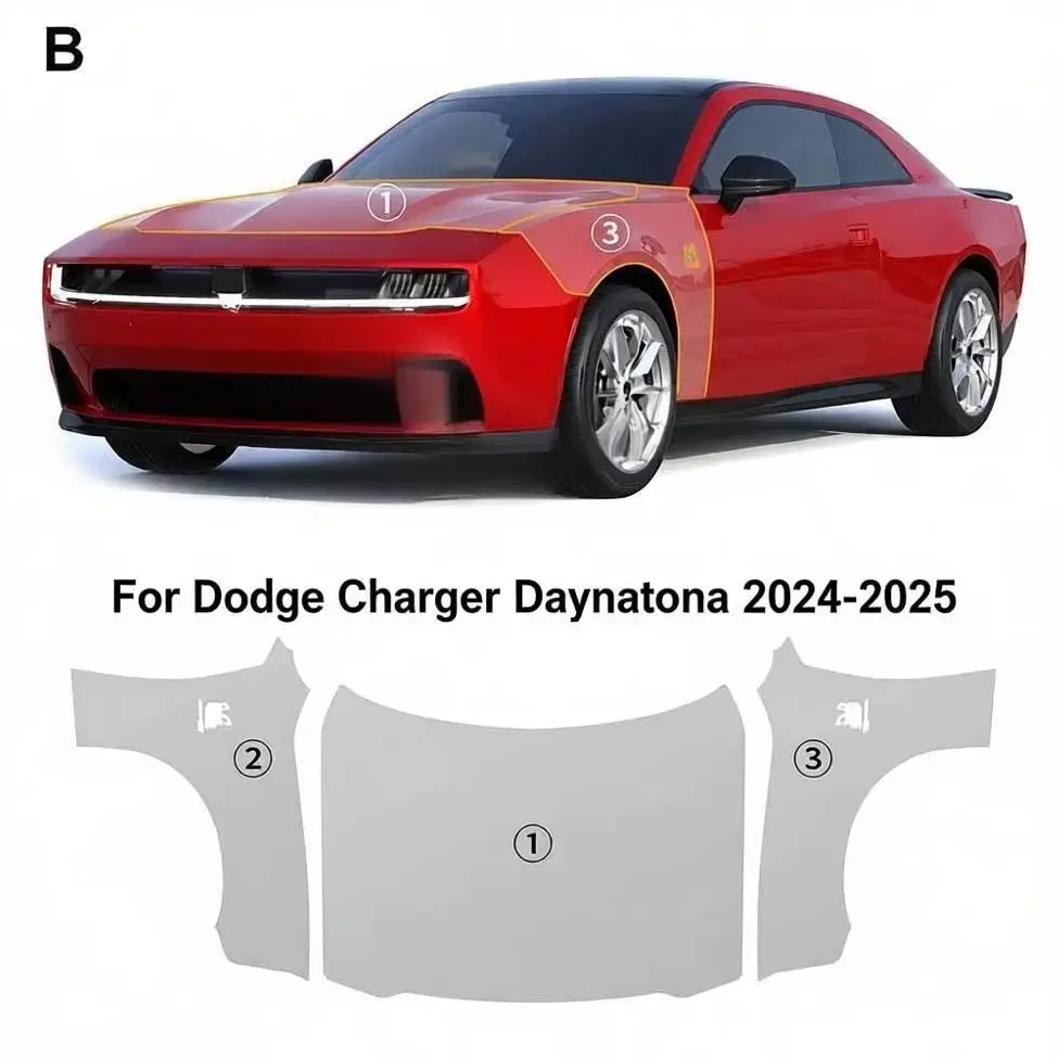 

For Dodge Charger Daytona 2024-2025 TPU Bumper Hood Scratch-Resistant Self-Healing Paint Protection Film﻿ Invisible Pre-cut PPF