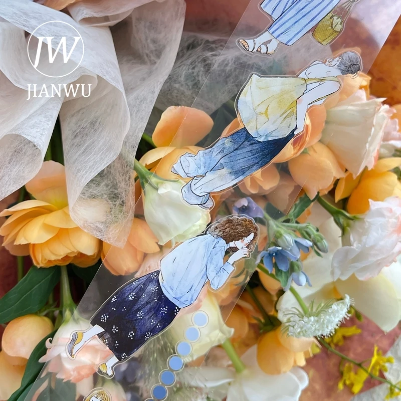 jianwu-60mm-10m-vintage-girl-character-landscape-material-collage-scrapbooking-pet-tape-creative-diy-journal-stationery