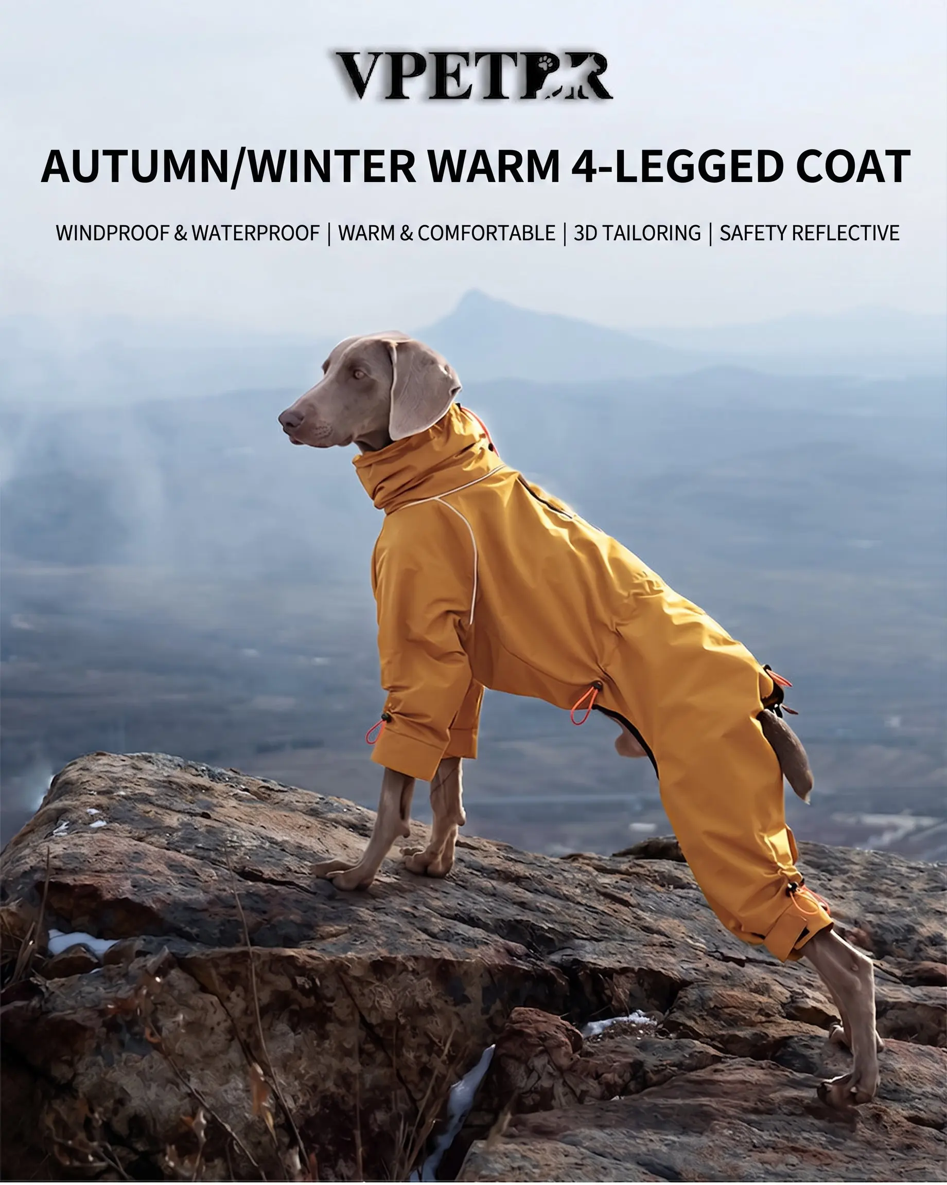 Waterproof Windproof Winter Dog Coat for Large Dogs, High Collar Warm Full Body Jacket, Outdoor Hiking Pet Apparel