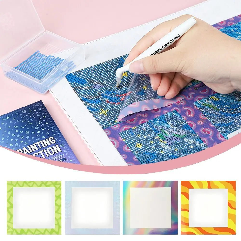 6/12Pcs Assist Aligning Diamond Painting Release Film 10cm Reusable Diamond Painting Alignment Tools 6 Patterns Protective Frame