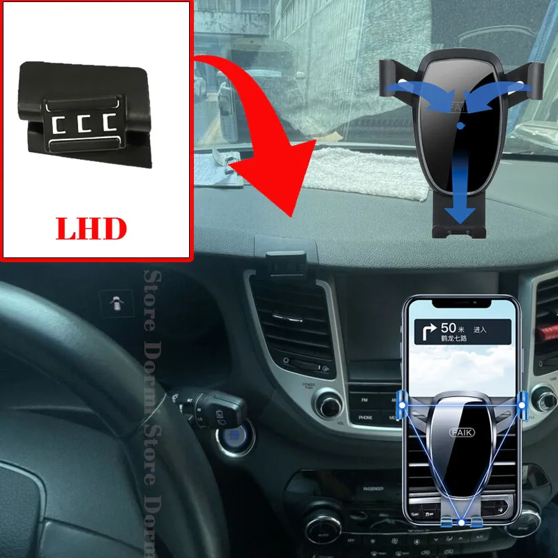 Car Mobile Phone Holder For Hyundai Tucson TL 2016~2018 Air Vent Cell Stand 360° Rotating GPS Gravity Mount Support Accessories
