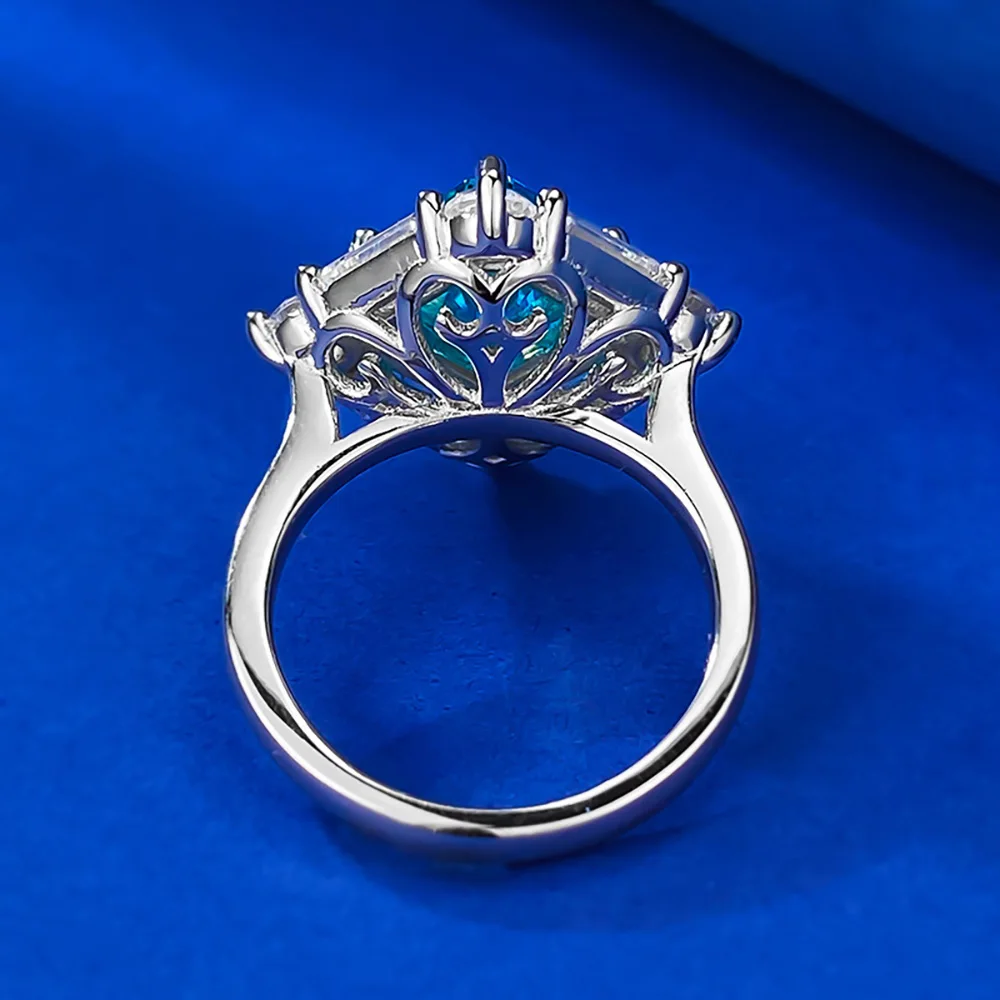 Imagem -04 - Anéis de Diamante Quadrados de Prata Esterlina para Mulheres Pedra Preciosa Aquamarine Anel de Casamento Joia Fina de Festa Nova Tendência 8x8 mm 2023 925