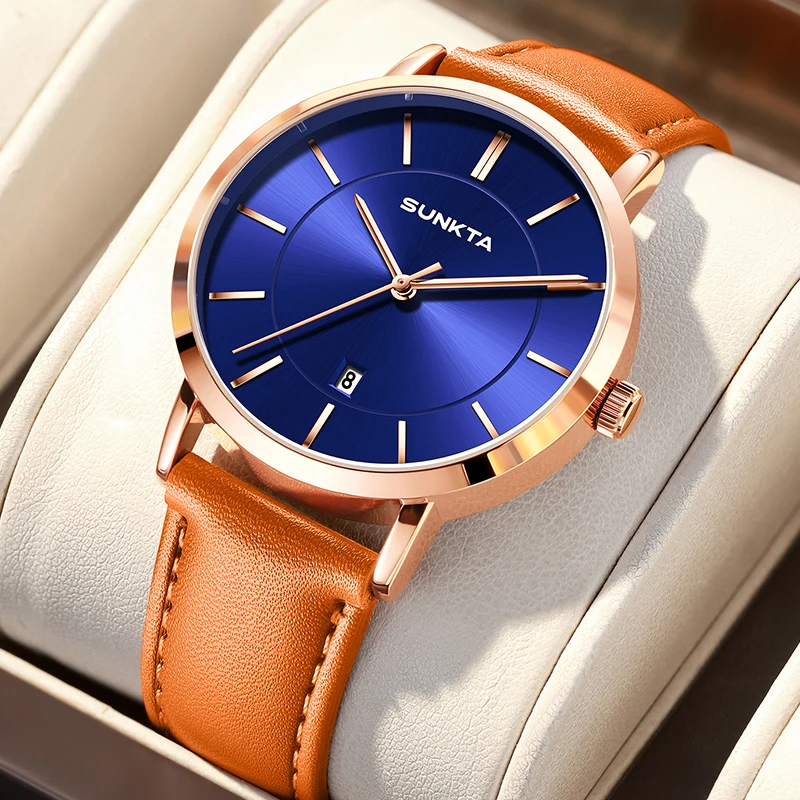 SUNKTA 2026 ساعة رجالي فاخرة LIGE موضة عادية كوارتز ساعات المعصم مقاوم للماء تاريخ الأعمال الساعات النساء الهدايا Reloj Hombre
