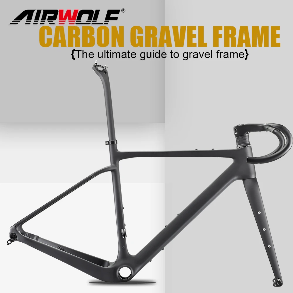 

AIRWOLF Carbon Gravel Frame Bicycle 700C Framework Disc Brake 700C*45C Cyclecross Parts ROAD Cycling BB386 Custom Paint