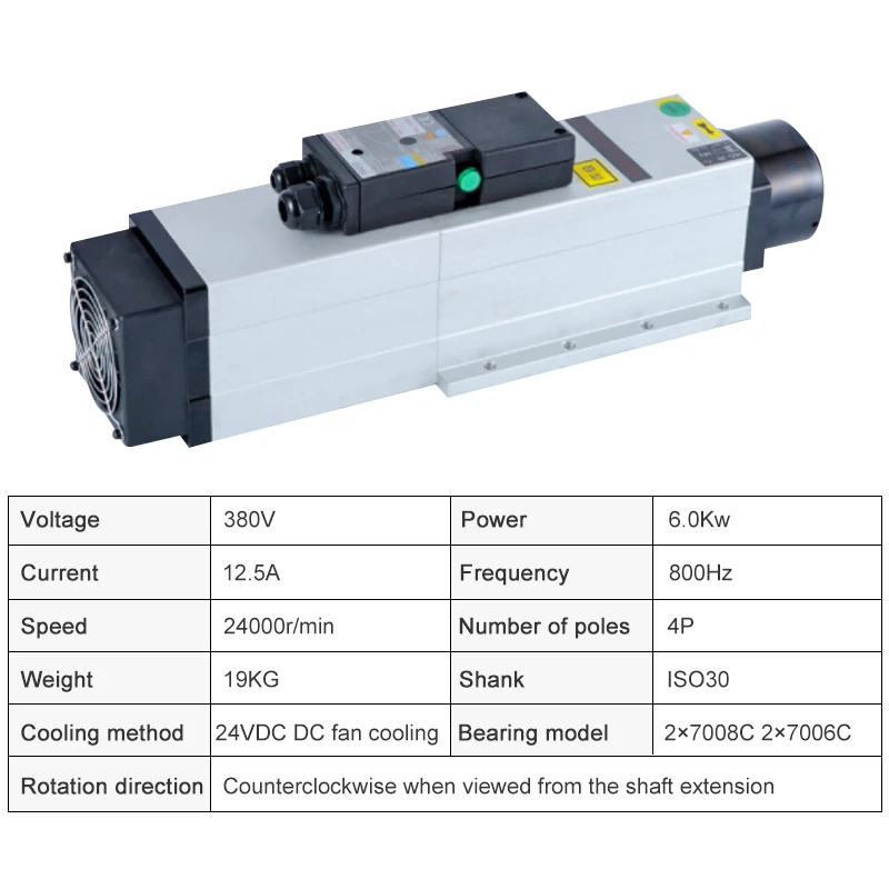 HQD 6.0kw ATC Air-Cooled Spindle 220V 380V Automatic Tool Change Spindle ISO30 Tool Holder 24000rpm For CNC Router