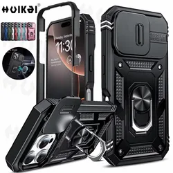 Case For iPhone 16 Pro Max iPhone 16 Pro iPhone 16 Plus 16 Slide Camera Heavy Duty Build in 360 Degree Rotate Kickstand Covers