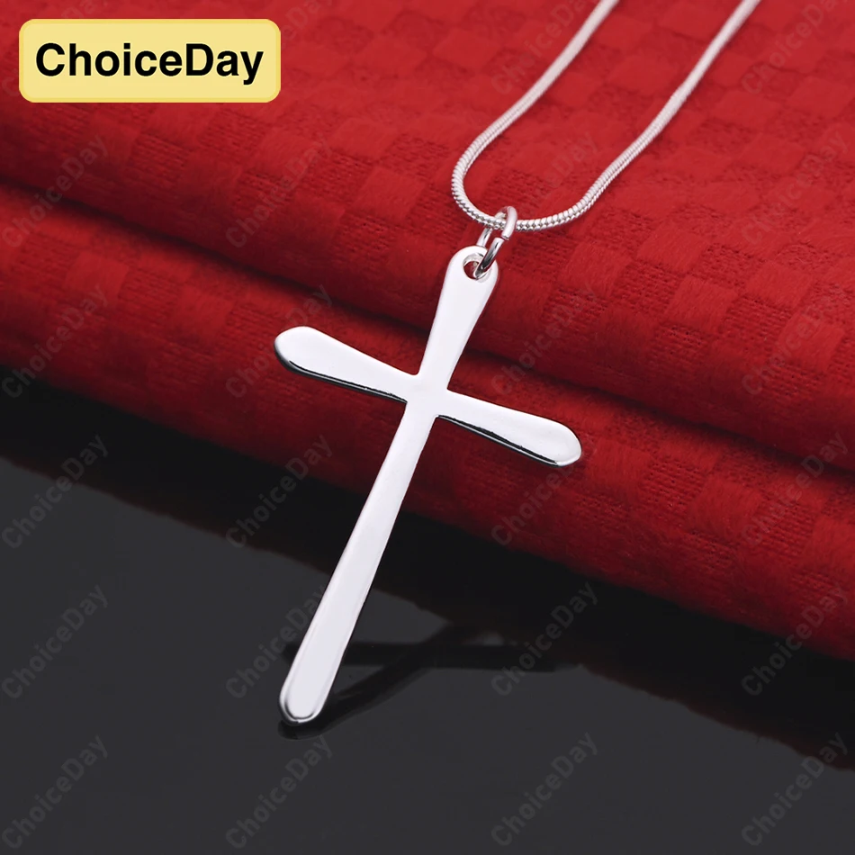 

ChoiceDay 925 Sterling Silver Exquisite Cross Necklace Women's Fashion Party Accessories Gift Jewelry