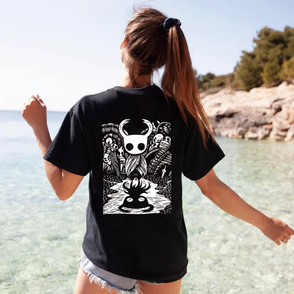 Unisex Hollow Knight Gaming T Shirt Vintage Video Games Tshirt Gothic Shirt Retro Gamers Shirts Men Women Short Sleeves Tops
