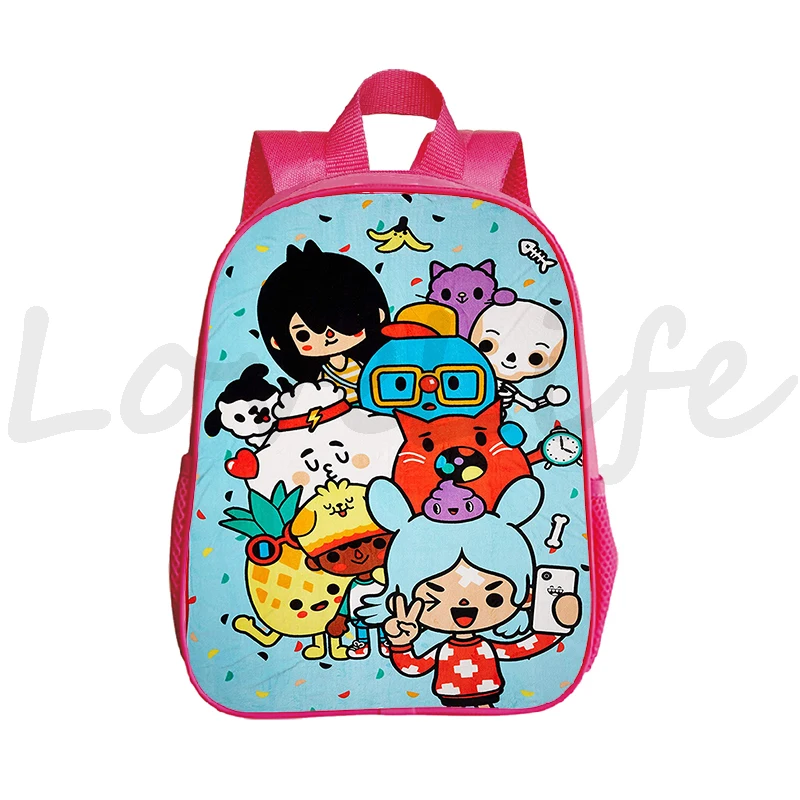 Toca Life World Print Plecaki Dzieci Kawaii Różowy Plecak Maluch Przedszkole Torba Dziewczynki Tornister Toca Boca Kids Mochila