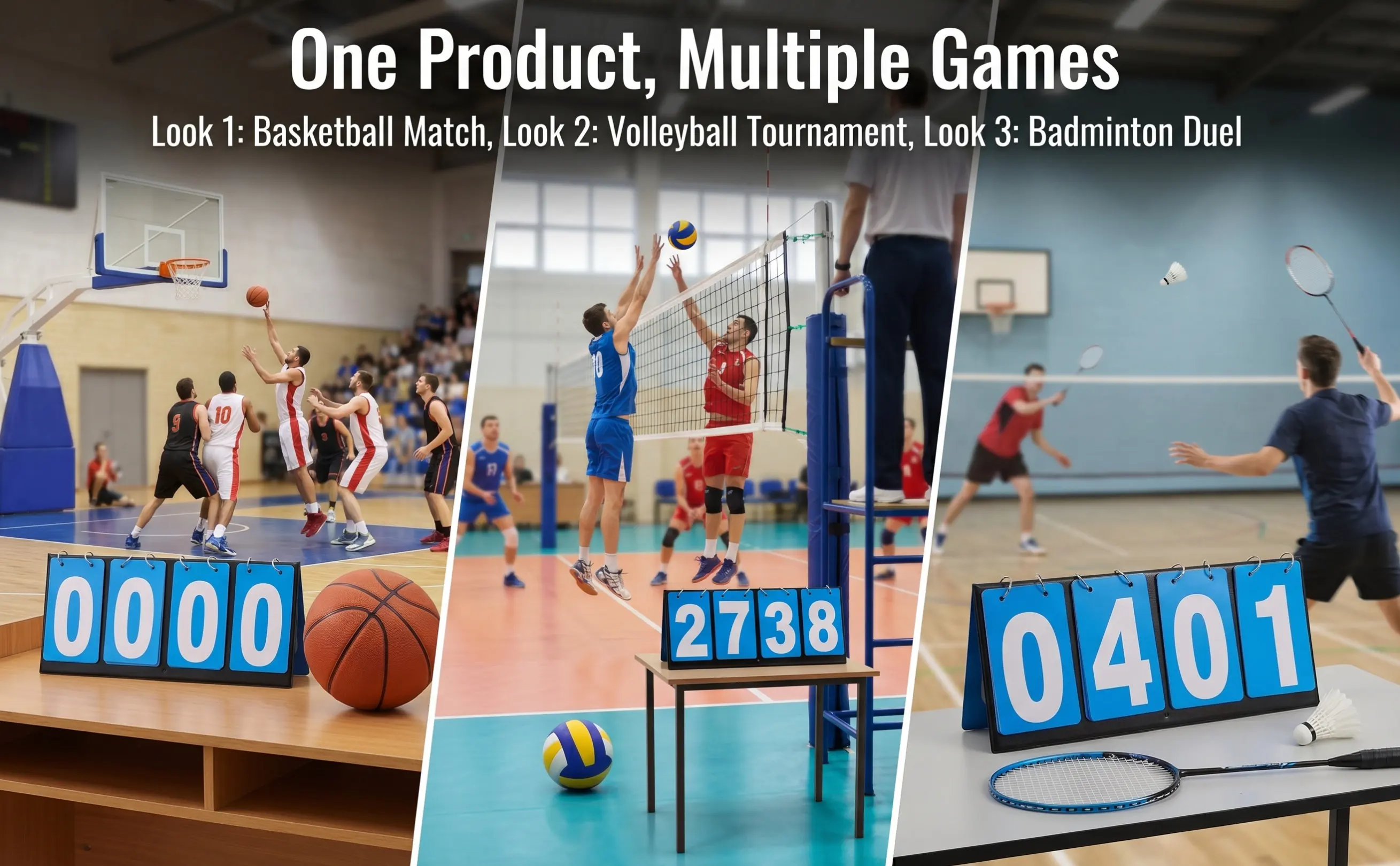 Four Scoreboards Portable Basketball Scoreboard Manual Multi Sports Score Keeper for Volleyball Football Table Tennis - view 6