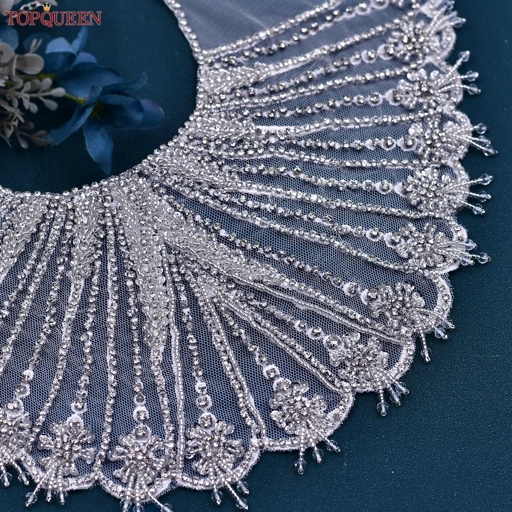 TOPQUEEN Bridal Shoulder Chain Wedding Jewelry Lace Crystal Necklace Wedding Accessories Adjustable Women Shawl SG39