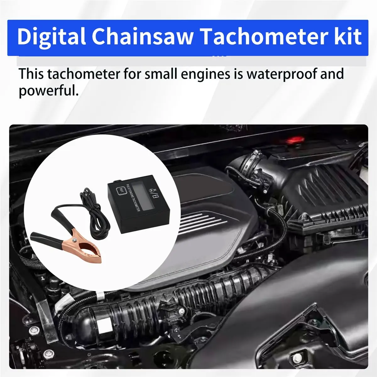 Y17A Digital Chainsaw Tachometer Small Engine Tachometer Digital Display Pulse Speedometer Motorcycle Electronic Tachometer