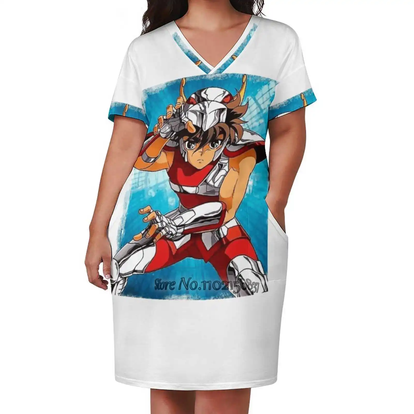 Seyia Of Pegasus Classic T - Shirt Elegant Fashion V-Neck A-Line Skirt Comfortable High Quality Women Clothing Dress Knights Of