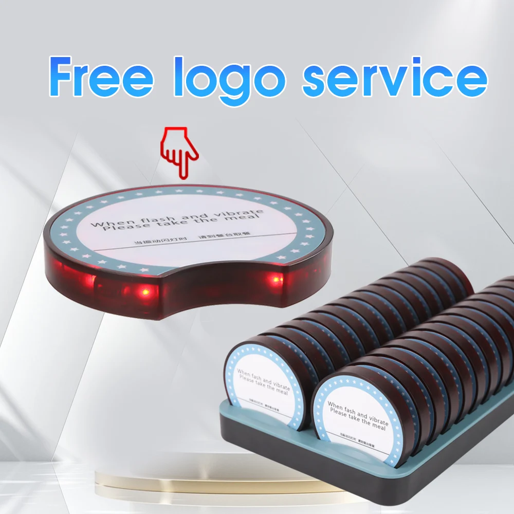 Wireless Restaurant Pager System 26 Coasters with Keypad 300 Meters Waterproof Vibrate Flash Ring for Food Truck Cafe Shop Bar