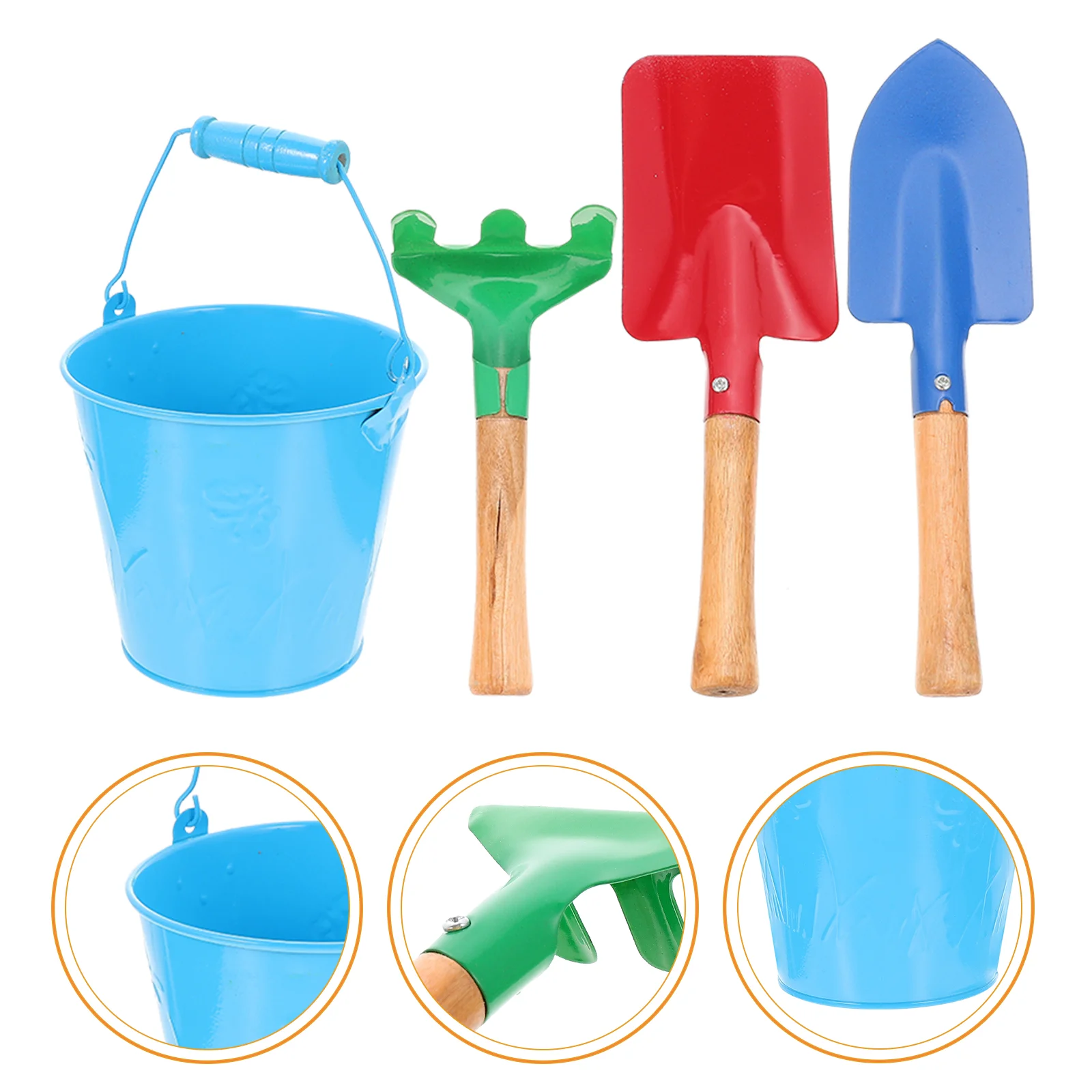 Gardening Kids Tools Children for Metal Barrel Kit Planting Toys Shovels Wood Sand Beach Bucket Toddler Gift Hand