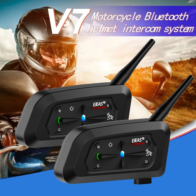 

Motorcycle Communication Headsets Helmet Bluetooth Intercom Helmet Interphone V7 for 7 Riders for Motorcycling Skiing Climbing