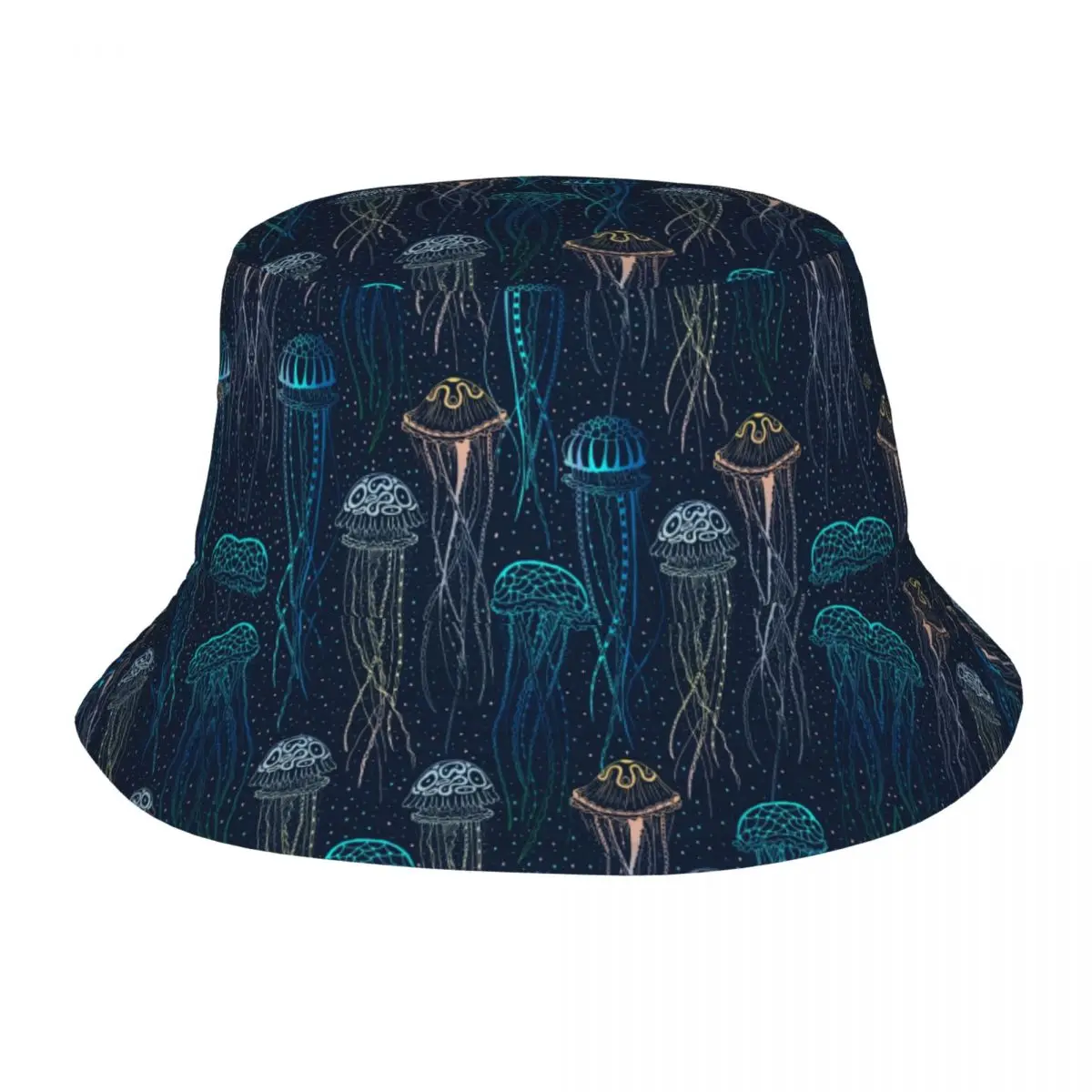 Jellyfish Animal Pattern Unisex Bucket Hats Customize Summer Beach Sun Hats