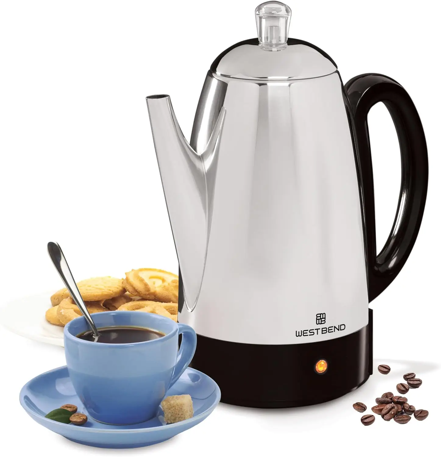 

Classic Electric Coffee Maker with Stainless Steel Basket, 12-Cup Capacity, Silver Finish