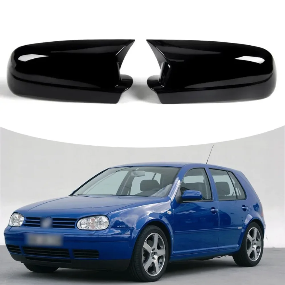 For VW Golf 4 Side Mirror Cover Caps Gloss Black Horn Shape Exterior Auto Exterior Parts Door Wing Housing Trim 4