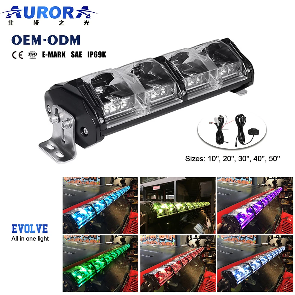 

ATV&UTVChina First Multifunctional Evolve Light Bar Offroad 10 Inch LED RGB Light Bar